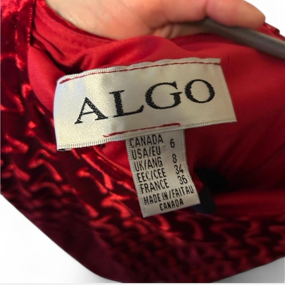 Vintage 80s/90s Algo Red Velvet Dress - Picture 7 of 16